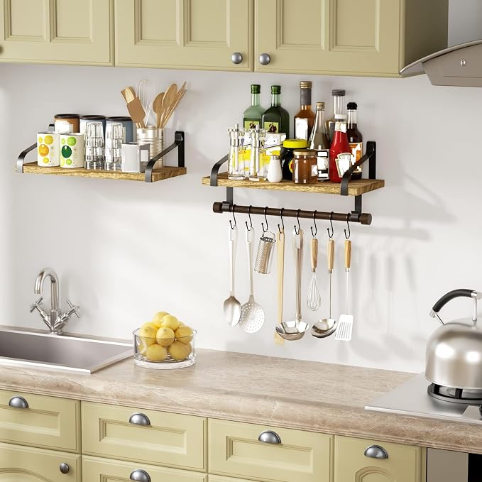 Love-KANKEI Floating Shelves Wall Mounted Set of 2, L17.3 x W7.3 Inch Storage - Image 4