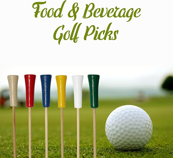 BambooMN Decorative Golf Tee Bamboo Cocktail Sandwich Skewer Picks - Image 5