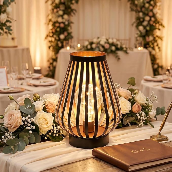 JHY DESIGN Metal Cage LED Lantern 8.7''H Battery Powered Cordless Accent Light - Image 6