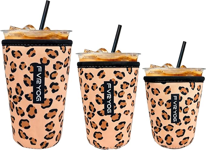 3 Pack Reusable Insulated Neoprene Iced Coffee Sleeves & Coffee Cup Holder by Fvryog