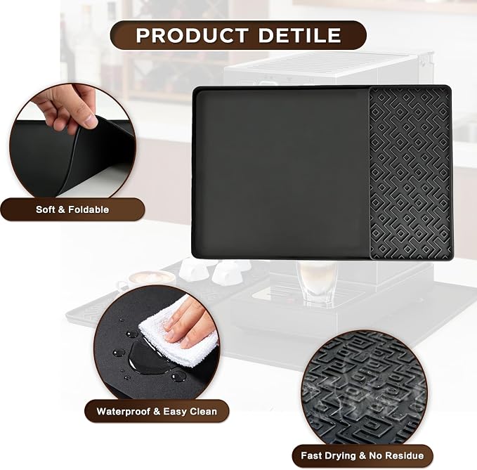 Zihvfzu 24" x 16" Silicone Coffee Bar Mat Set - Image 3