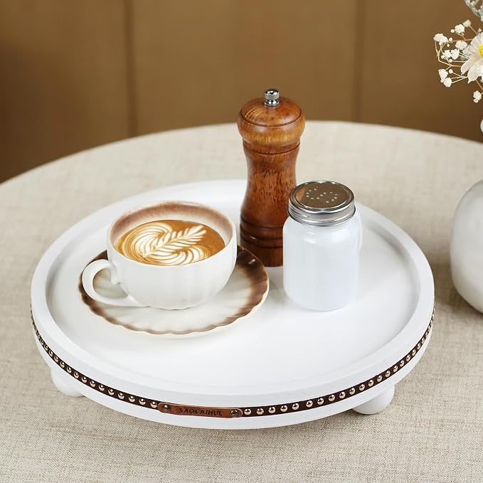 Farmhouse Decorative Round Tray, 11.81 Inch, Versatile Centerpiece Tray - Image 4