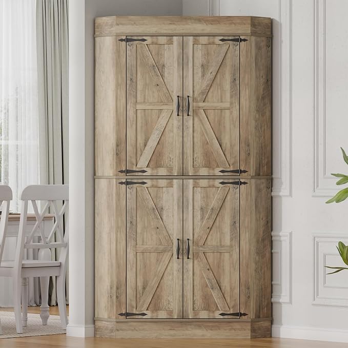 Gyfimoie Corner Cabinet, Kitchen Pantry Storage Cabinet, Freestanding Buffet - Image 8
