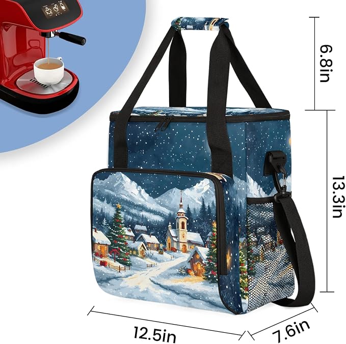 Christmas Winter Landscape Coffee Maker Carring Bag, Large Insulated Storage - Image 2