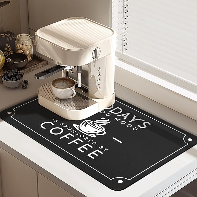 Coffee Mat - Fashion Absorbent Waterproof Bar Mat - Protects Kitchen Counter - by Vehcimbev