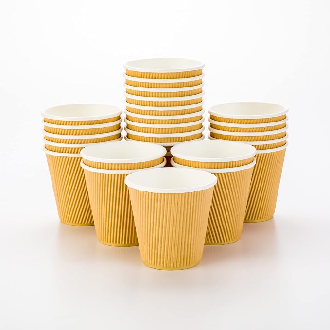Restaurantware 8 Ounce Paper Coffee Cups, 25 Ripple Disposable Paper Cups - Image 2