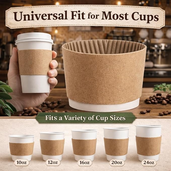 2000 Pack Coffee Cup Sleeve for 10 oz-24 oz Hot Cold Drinks Disposable - Image 2