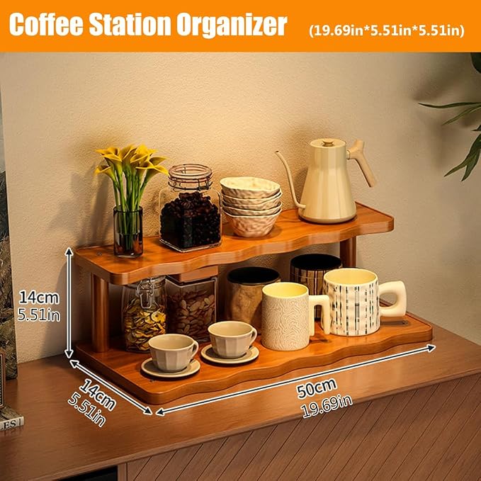 Wooden Mug Holder Countertop, Coffee Station Organizer, Counter Shelf - Image 2