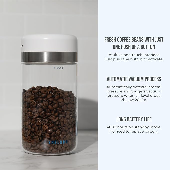 Smart Coffee Container & Food Storage w/Electric Vacuum Seal, Airtight Coffee - Image 4