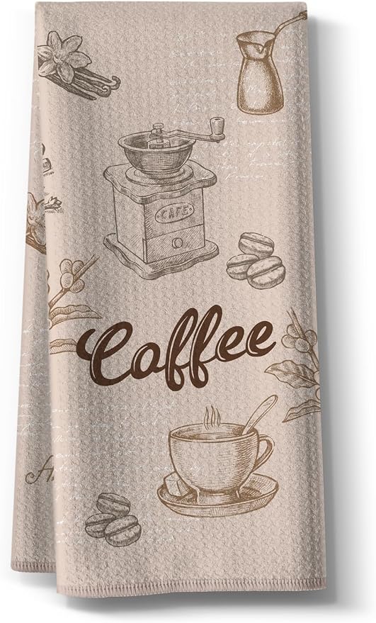 Coffee Themed Kitchen Towels-Funny Joked Absorbent Drying Hand Towel Bar by Hcaredee