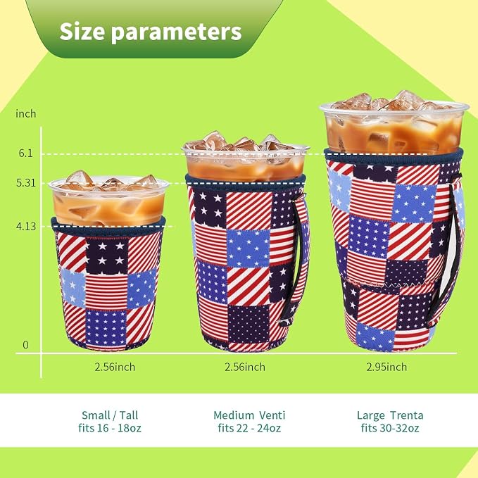 3 Pack Iced Coffee sleeve Insulated Neoprene Cup Sleeves - Image 2