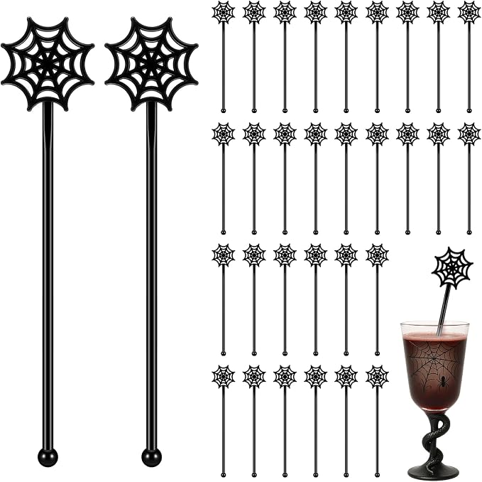 SiliFine 30 Pcs Halloween Swizzle Sticks Plastic Coffee and Cocktail Stirrers by SiliFine