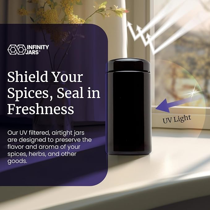 Infinity Jars Classic UV Glass Jar 400ml Airtight Black Screw-Top Container - Image 5