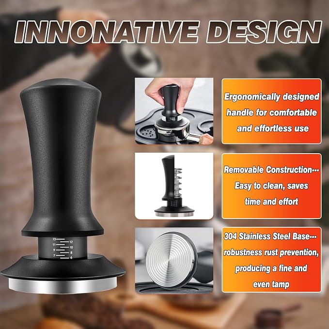 51mm Espresso Accessories Kit, Spring Loaded Calibrated Tamper, WDT Tool - Image 2