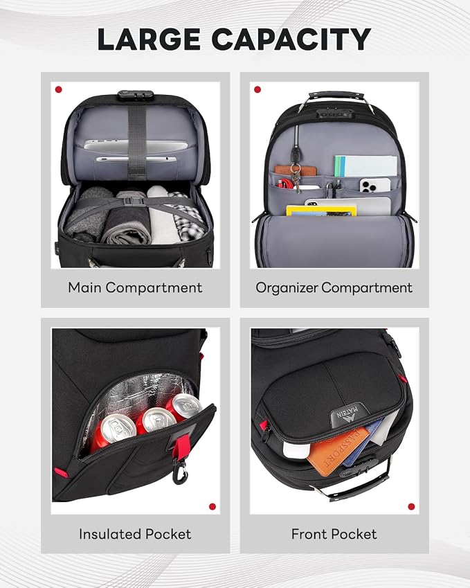 MATEIN Rolling Bag with Wheels, 17 Inch Extra Large Laptop Roller Backpack - Image 4