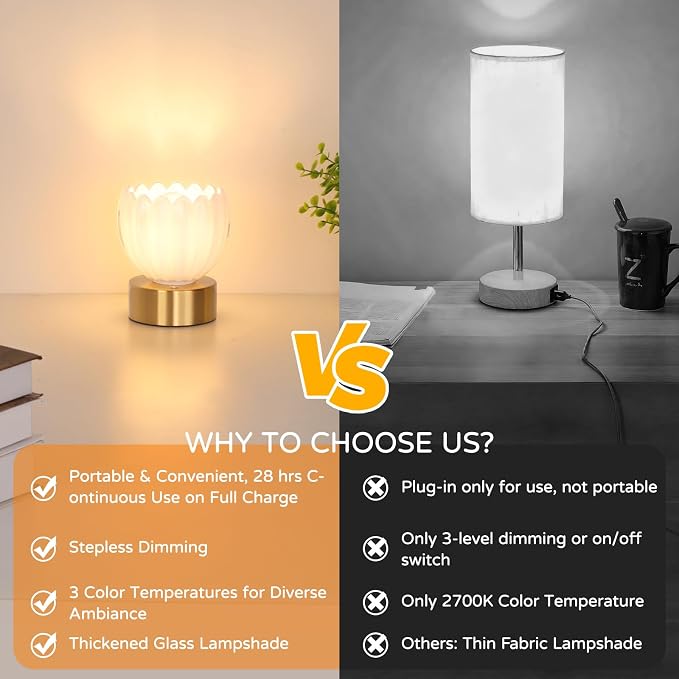 Shenmoyl Cordless Small Table Lamp - Image 7