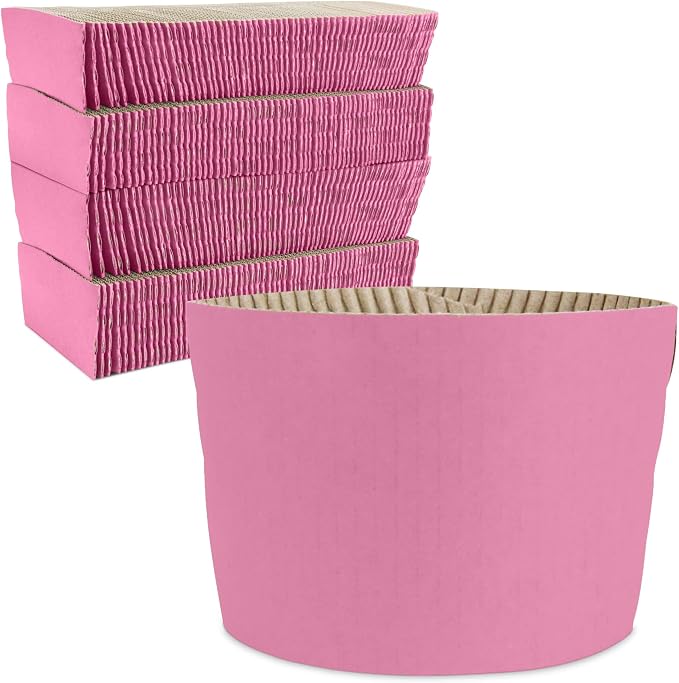 FMP Brands 1000 Pack Pink Coffee Cup Sleeves Disposable - Image 2