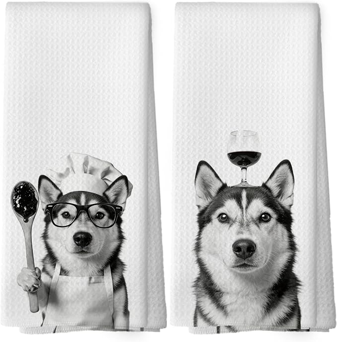 Funny Siberian Husky Hand Towels, Siberian Husky Gifts by XPH