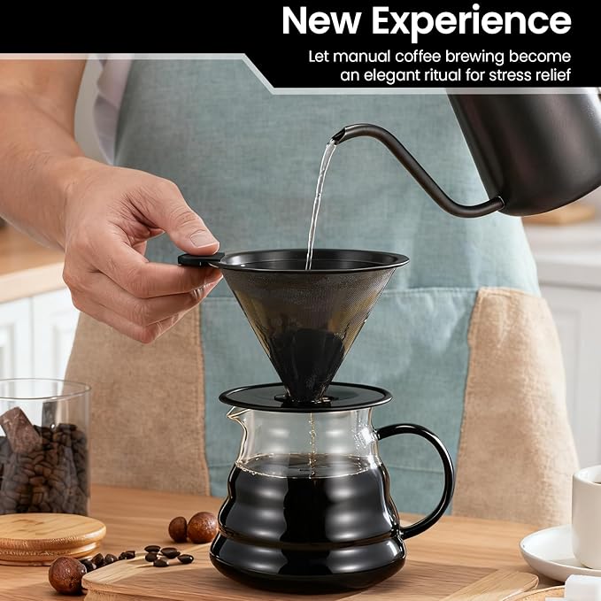 【2.0 Upgraded】 Stainless Steel Pour Over Coffee Maker, Reusable Paperless Drip - Image 7