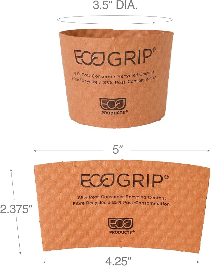 ECO PRODUCTS Recycled Coffee Cup Sleeves, Case Of 1300, Fits 10-20oz Hot Cups - Image 3