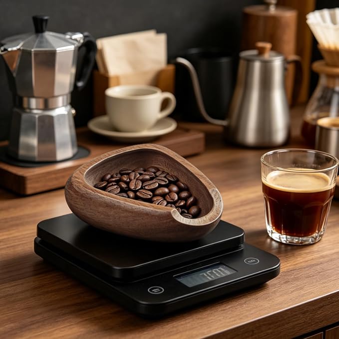 Coffee Bean Dosing Cup With Spray Bottle, Max 30G Walnut Wood Coffee Dosing Cup - Image 8