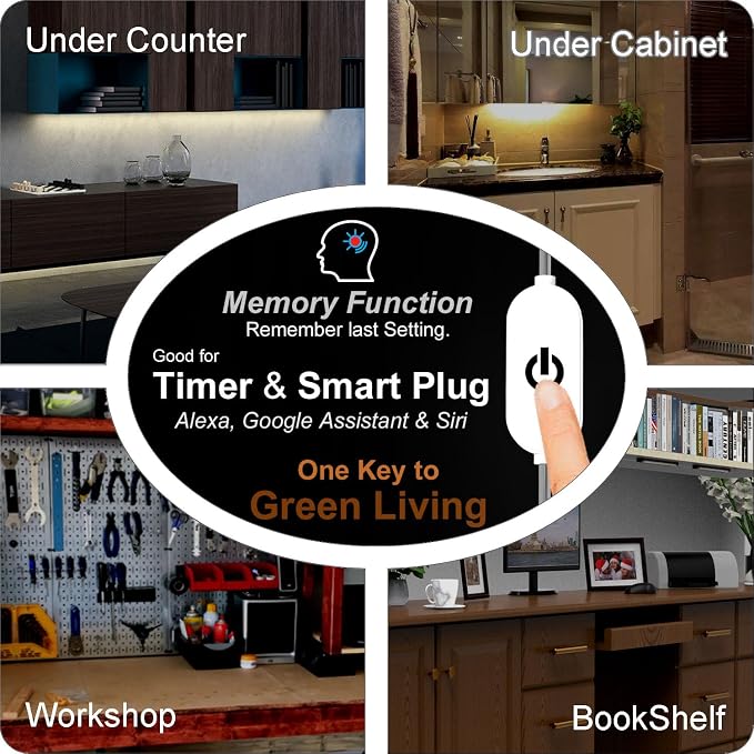 EBD Under Cabinet Lights Plug in 9 Pcs 12 Inch, Dimmable No Messy Wires - Image 5