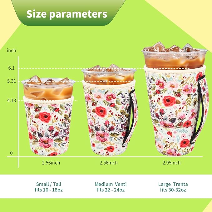 3 Pack Iced Coffee sleeve Insulated Neoprene Cup Sleeves - Image 2