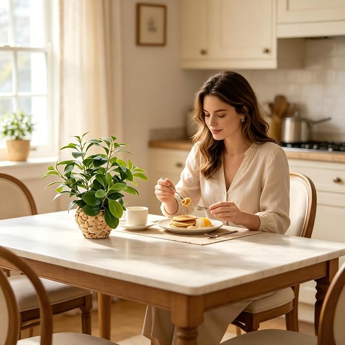 AlphaAcc 15.7" Artificial Fig Leaf Plant in Water Hyacinth Basket - Image 4