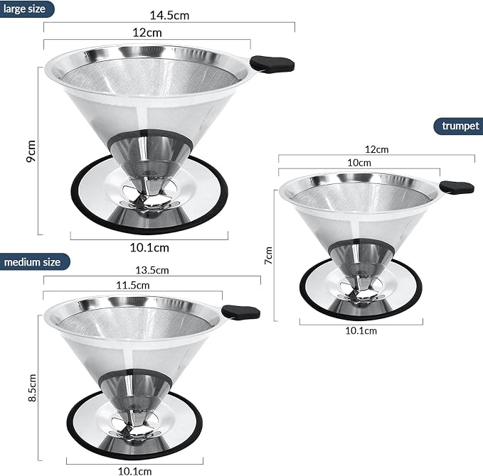 Reusable Paperless Coffee Filter, Pour Over Coffee Maker, Stainless Steel Drip - Image 4