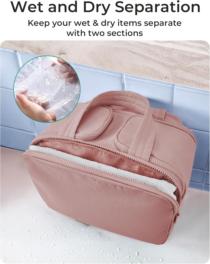 BAGSMART Travel Toiletry Bag, Lightweight Large Wide-open Travel Bag - Image 4