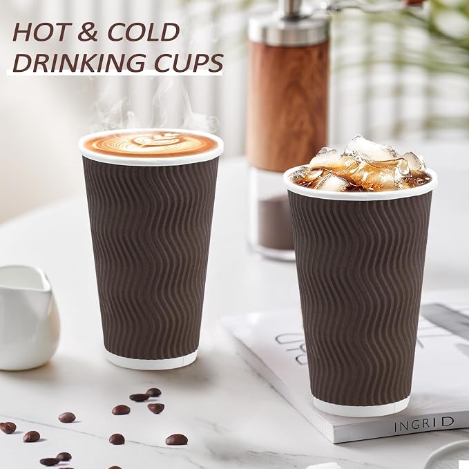 Clawsoff 90 Pack 16 oz Coffee Cups Disposable, Insulated Paper Coffee Cups - Image 4