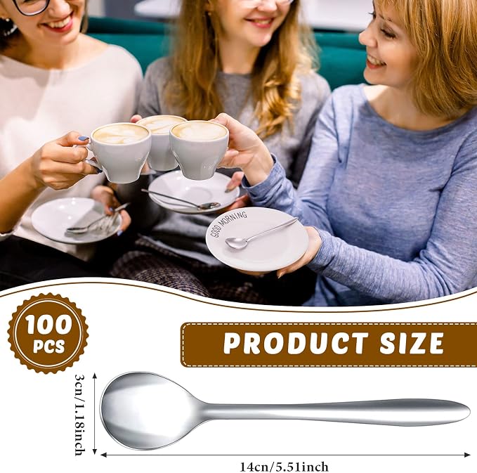 Gerrii 100 Pieces Demitasse Espresso Spoons 5.5 Inch Mini Stainless Steel - Image 2