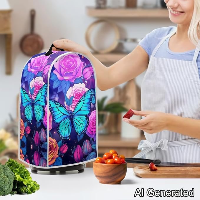 Rose Butterfly Kitchen Blender Dust Cover Anti Fingerprint Polyester Food - Image 2