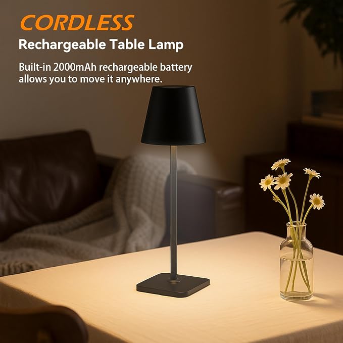 4-Pack Rechargeable Cordless Table Lamps, Battery-Operated Wireless Minimalist - Image 2