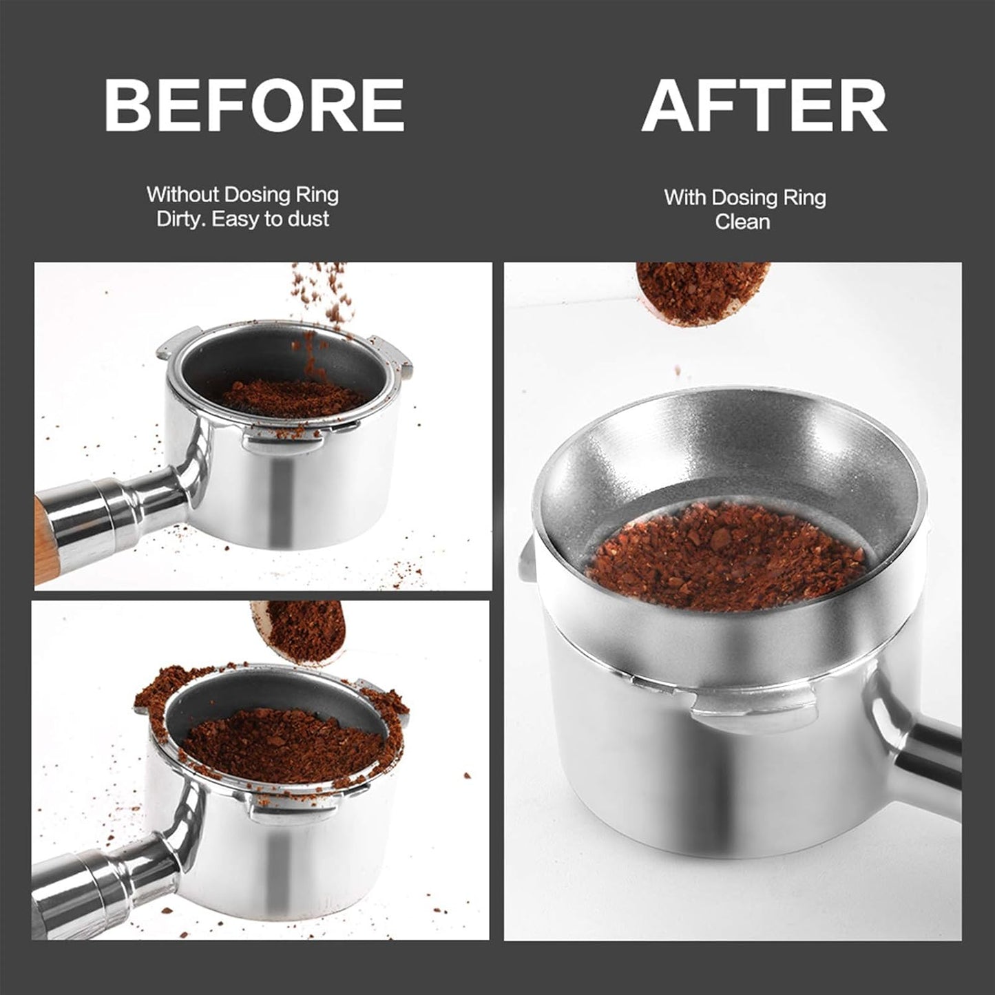 51mm Dosing Funnel, Zinc Alloy Coffee Dosing Funnel Ring,Magnetic Espresso for Coffee Machine,Silver