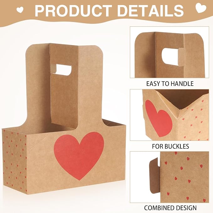Tinlade 2 Cup Heart Disposable Drink Carrier - Image 4