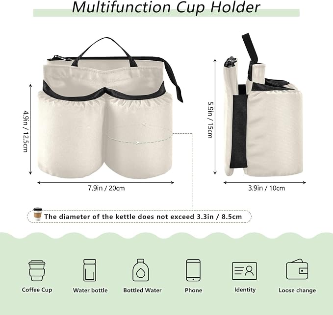 DOMIKING Beige Travel Luggage Cup Holder - Image 2