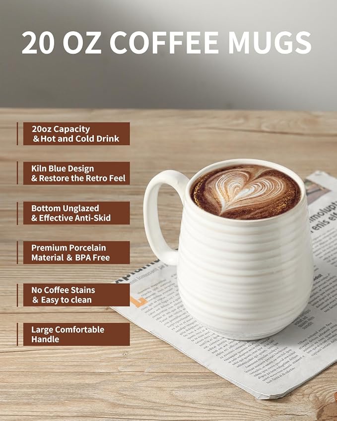 HASENSE Large Coffee Mug, 20 oz Ceramic Tea Cup - Image 3