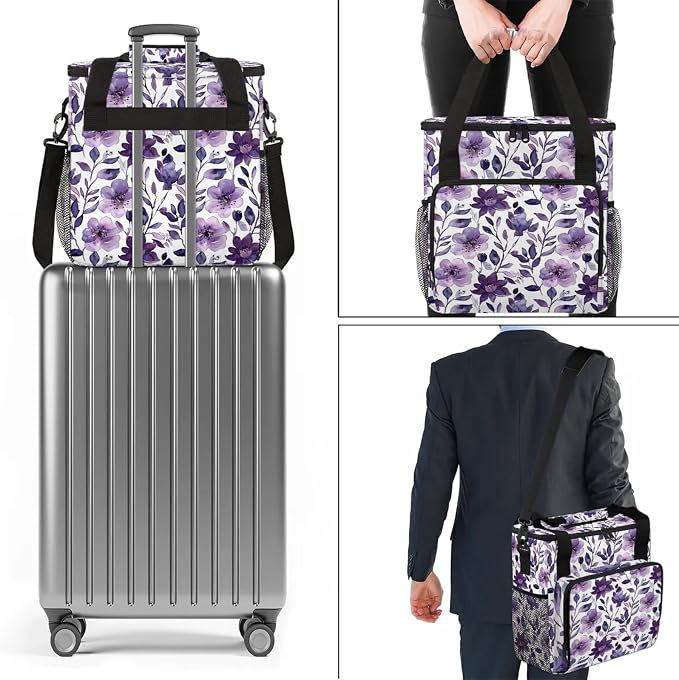 Cute Watercolor Floral Coffee Maker Carring Bag, Large Insulated Storage - Image 7