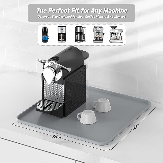 Garolue Silicone Coffee Mat, Non Slip Dish Drying Mat - Image 2