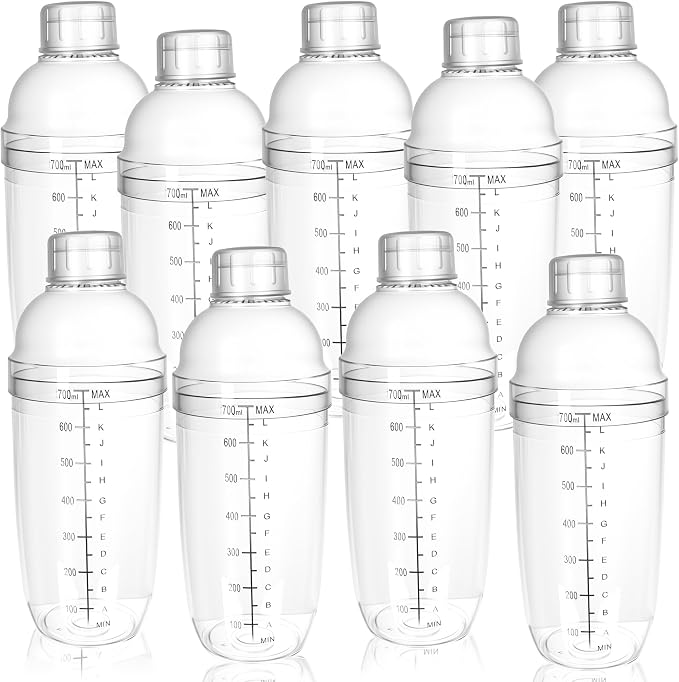 9 Pcs Plastic Cocktail Shaker 24 OZ/ 700 ML Clear Plastic Diy Hand Shaker Mixer by Unknown