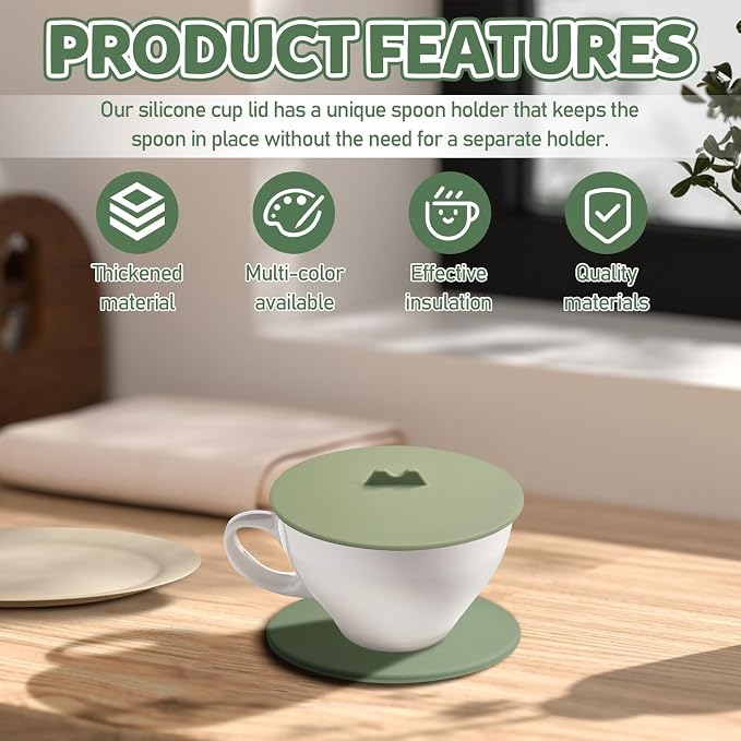 6 Packs Airtight Seal Silicone Cup Covers & Drink Coasters Set, Anti-Dust - Image 4