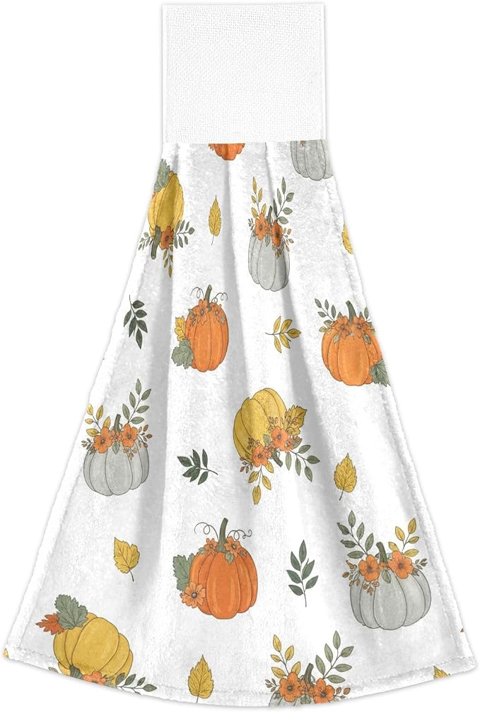 Dussdil Autumn Pumpkins Maple Hanging Kitchen Towel Fall Leaves Dish Cloth Tie - Image 6