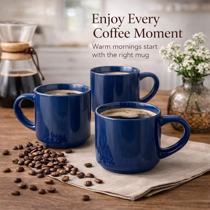 GBhome 14 OZ Coffee Mugs Set of 6, Stackable Ceramic Mugs - Image 6