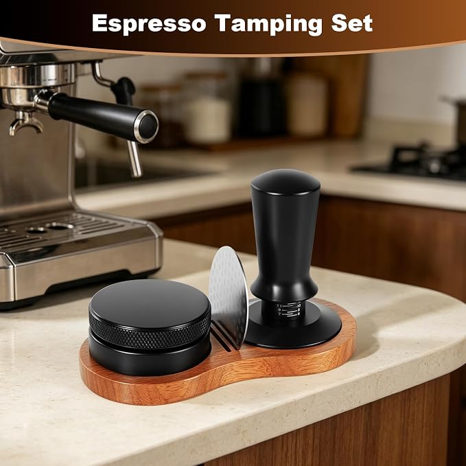 Espresso Tamper Kit 4 PCS with Wooden Tray - 58mm Coffee Distributor - Image 7