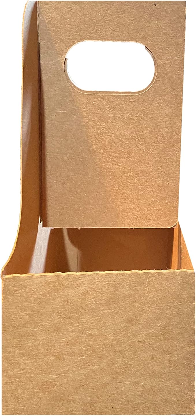 2 Cup Drink Carrier with Handle | Kraft Paperboard Cup Holder | Disposable Cup - Image 2