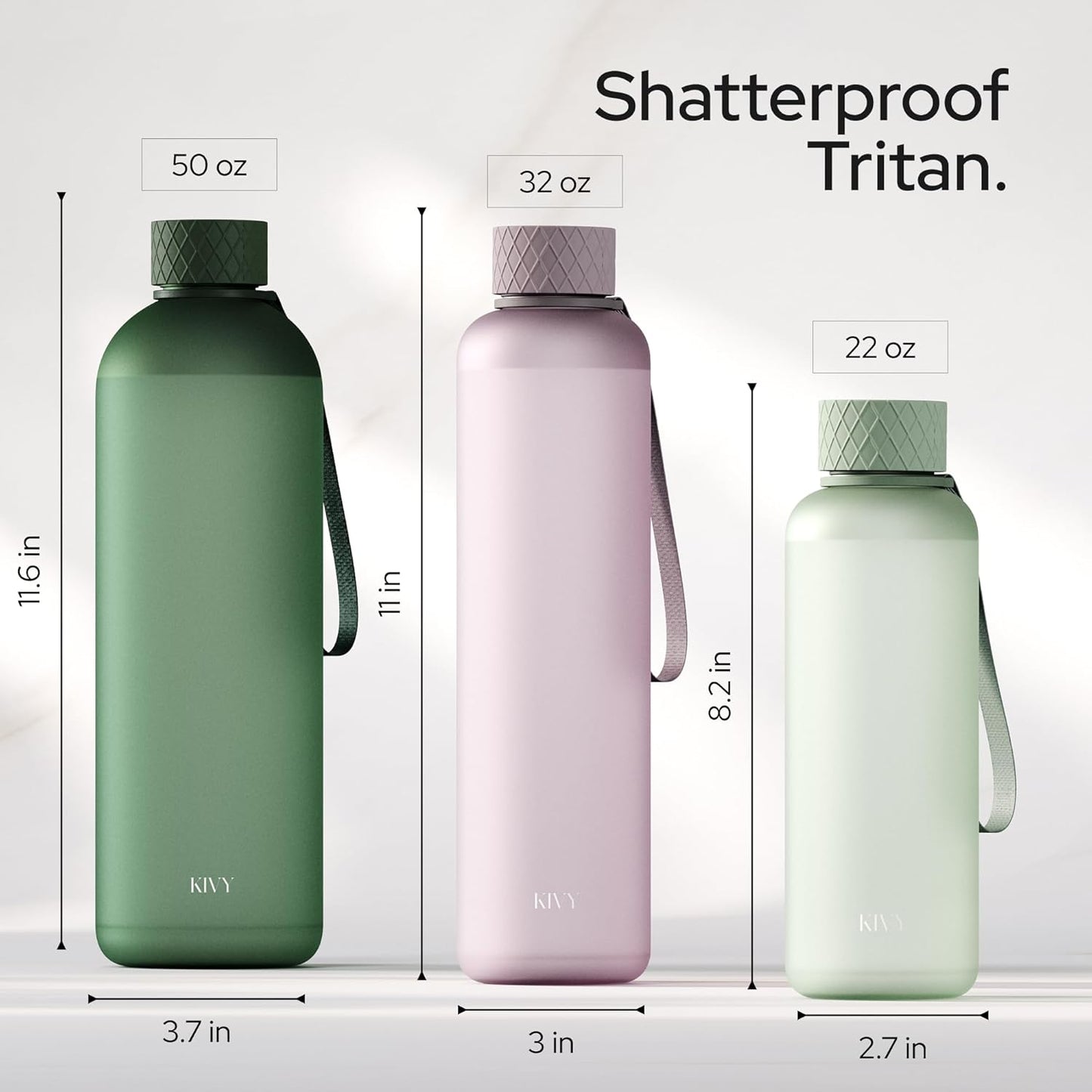 KIVY Slim Water Bottle 22oz [Lightweight & Shatterproof] - Small Drinking Waterbottle - Red Bottle Without Straw for School, Sport & Travel - Drinking Bottle Dishwasher Safe, BPA Free