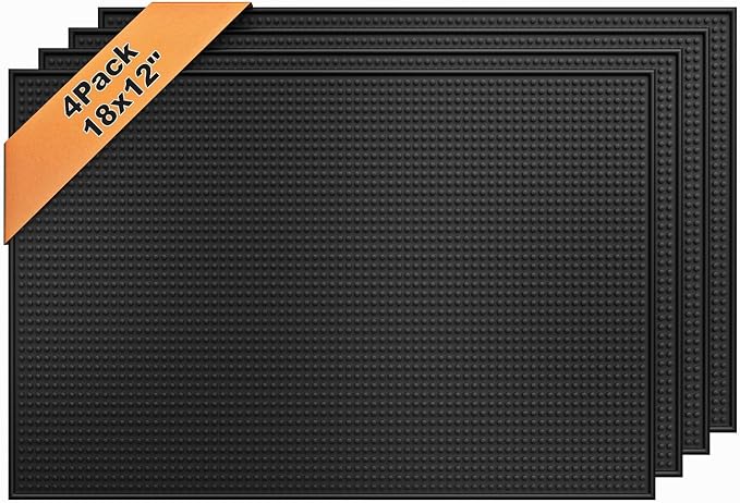 4 Pack Rubber Bar Mats for Countertop 18x12 Inch Black Silicone Bar Coffee Mat by Botyboty