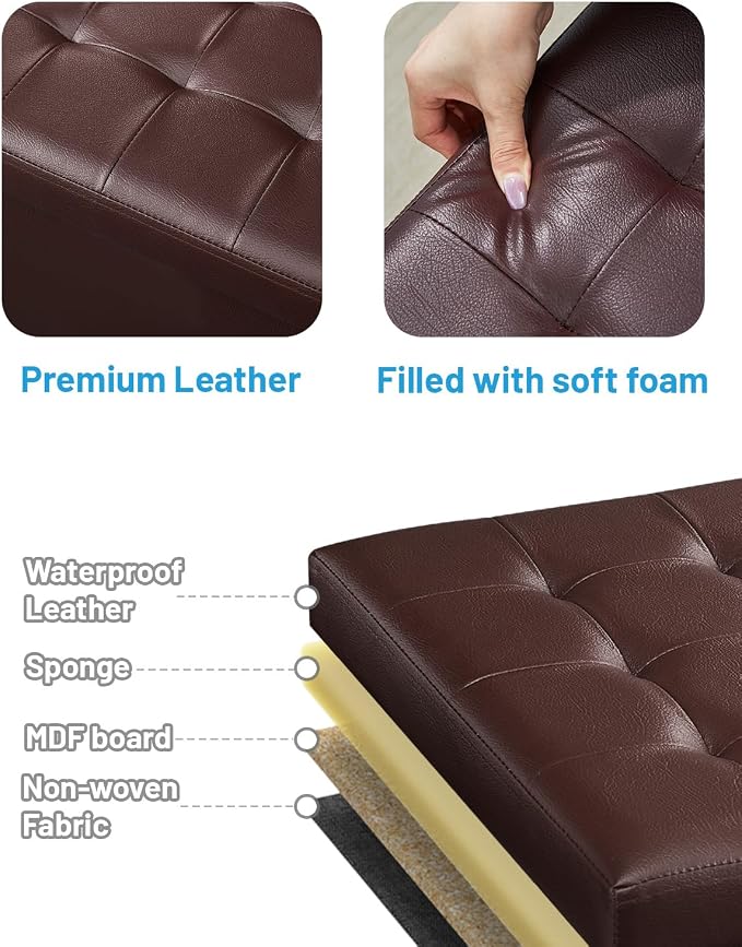 Bsketa Storage Ottoman Foot Rest Stool, Small Leather Storage Ottomans Bench - Image 4