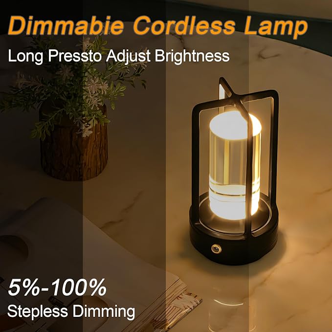 Cordless Table Lamp Rechargeable, Battery Operated Crystal Lamp, Stepless - Image 5
